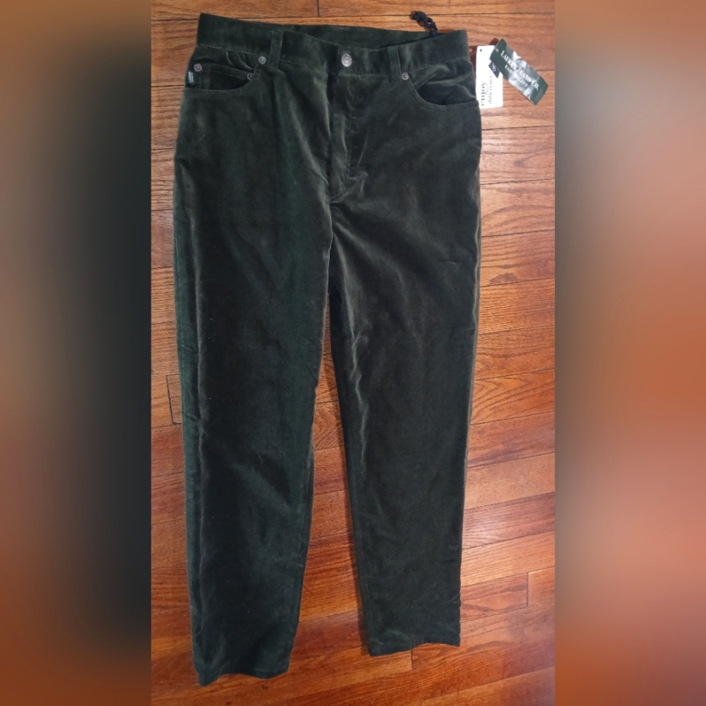 Ralph Lauren Dark Olive Velvet Jean Size 12
